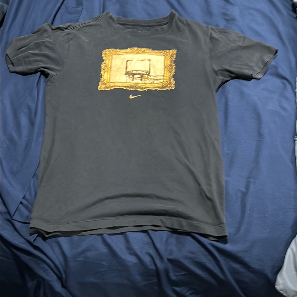 Nike Black Tee with Gold Basketball Graphic